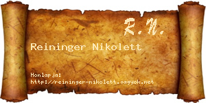 Reininger Nikolett névjegykártya